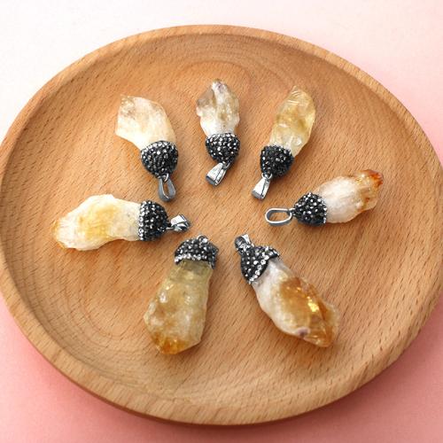 Quartz Gemstone Pendants Citrine plated DIY Sizeuff1a25-50mm Sold By PC