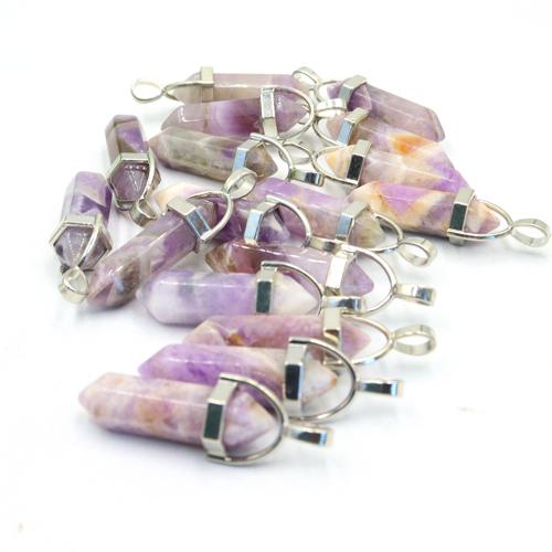 Quartz Gemstone Pendants Amethyst DIY purple 50mm Sold By PC