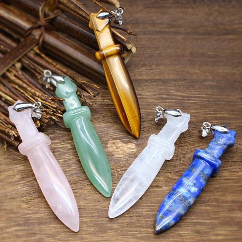 Gemstone Pendants Jewelry Natural Stone Dagger DIY Sold By PC