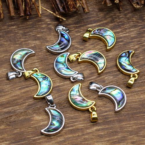 Natural Abalone Shell Pendants Moon plated random style & DIY Sold By PC