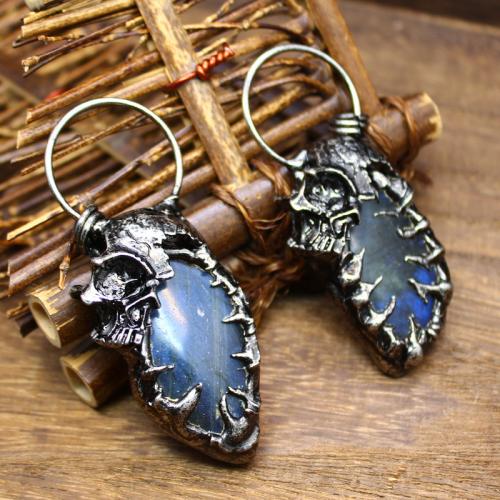 Gemstone Pendants Jewelry Labradorite with Brass plated DIY nickel lead & cadmium free Sold By PC