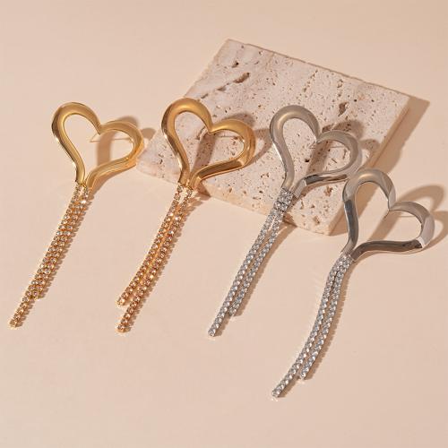 Fashion Fringe Orecchini, ottone, with lega in zinco, placcato, gioielli di moda & con strass, nessuno, assenza di nichel,piombo&cadmio, 47x13.30mm, Venduto da coppia