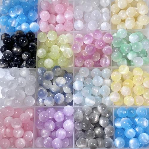 Imitation Cats Eye Resin Beads Round DIY 8mm Sold By Bag