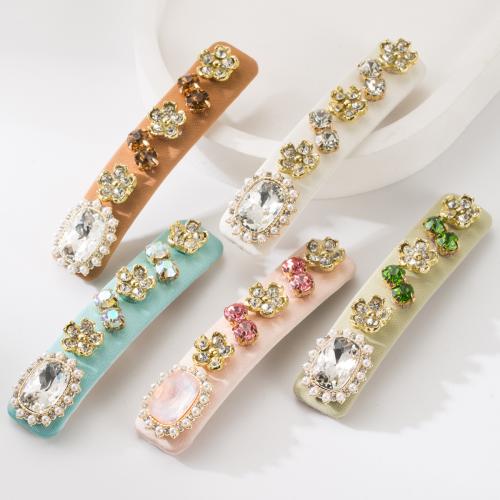 Hair Slide Zinc Alloy plated fashion jewelry & with rhinestone nickel lead & cadmium free Sold By PC