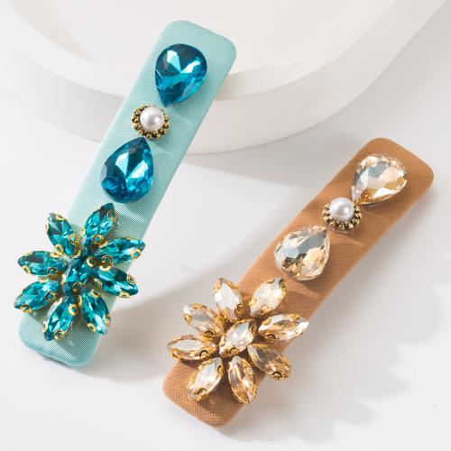 Hair Slide Cloth with Zinc Alloy fashion jewelry & with rhinestone Sold By PC