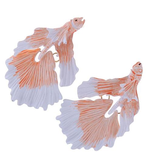 Zinc Alloy Drop Earrings Fish plated fashion jewelry pink nickel lead & cadmium free Sold By Pair