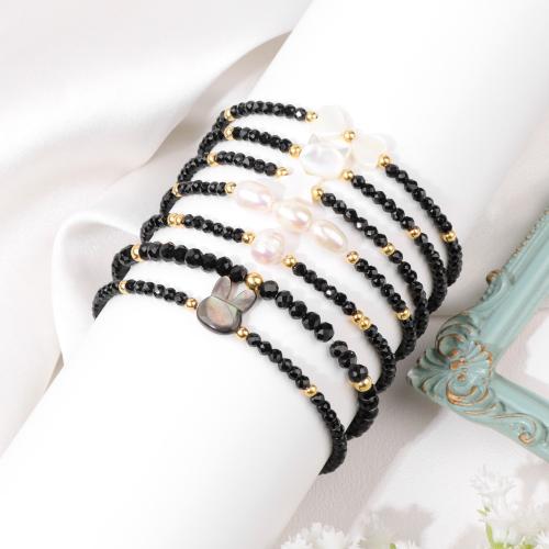 Bracelets de cristal, avec fil élastique & coquille, fait à la main, bijoux de mode & styles différents pour le choix & pour femme, Longueur Environ 19 cm, Vendu par PC