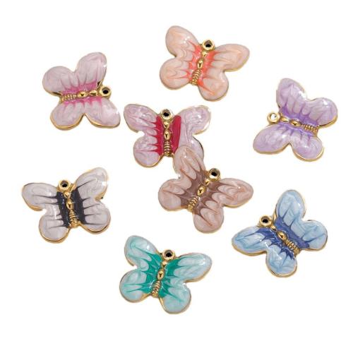 Stainless Steel Animal Pendants 304 Stainless Steel Butterfly gold color plated DIY & enamel Sold By Bag