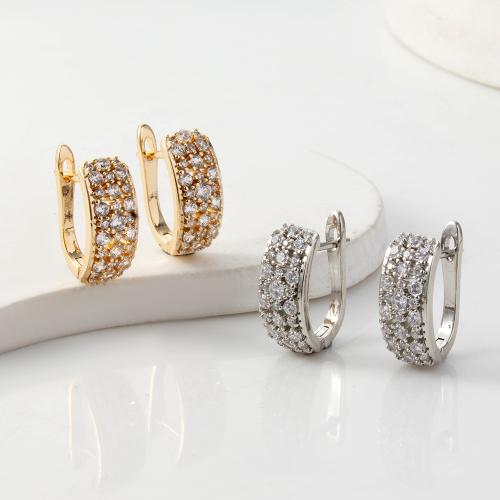 Cubic Zirconia Micro Pave Brass Earring die-casting micro pave cubic zirconia & for woman nickel lead & cadmium free Sold By Bag