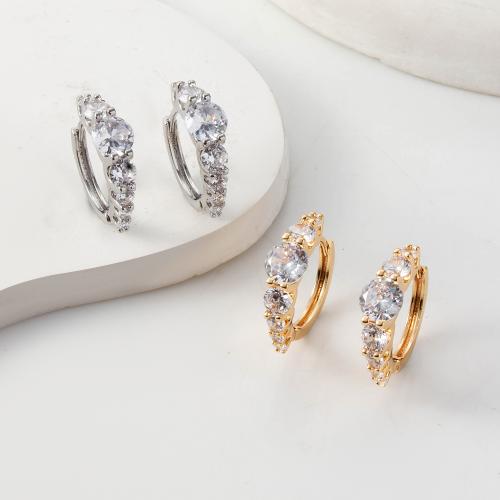 Cubic Zirconia Micro Pave Brass Earring die-casting micro pave cubic zirconia & for woman nickel lead & cadmium free Sold By Bag