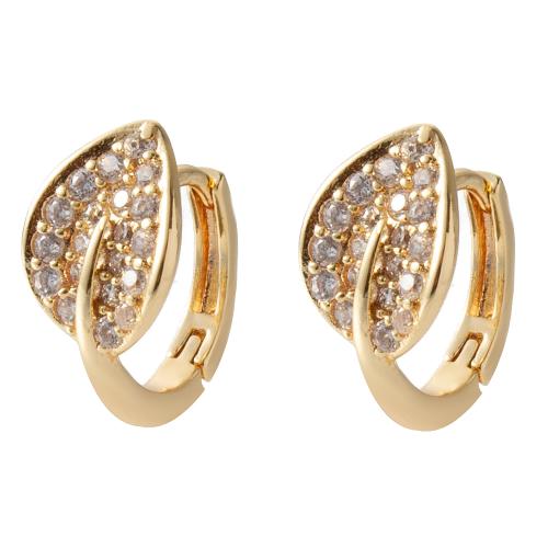 Boucles d'oreilles en laiton zircon cubique pavent, moulage sous pression, pavé de micro zircon & pour femme, plus de couleurs à choisir, protéger l'environnement, sans nickel, plomb et cadmium, 13.50x7.80x14mm, 10pairescouple/sac, Vendu par sac