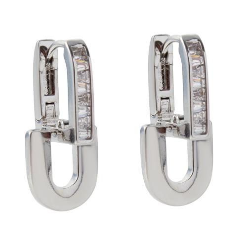 Boucles d'oreilles en laiton zircon cubique pavent, moulage sous pression, pavé de micro zircon & pour femme, plus de couleurs à choisir, protéger l'environnement, sans nickel, plomb et cadmium, 9.30x11.50x21.30mm, 10pairescouple/sac, Vendu par sac