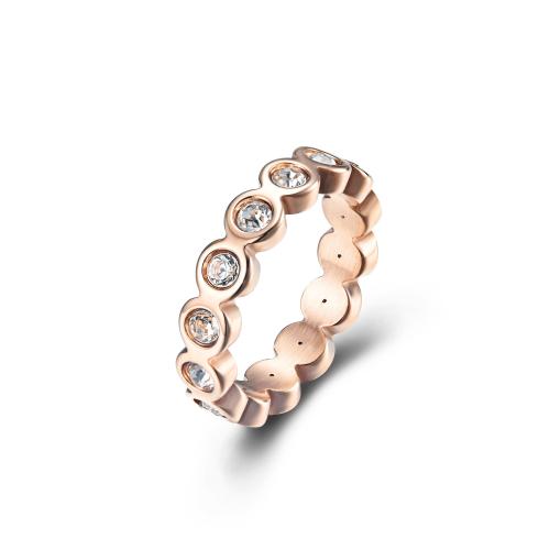 Zirkoon roestvrij staal vinger ring, 304 roestvrij staal, met Cubic Zirconia, voor vrouw, Verkocht door PC