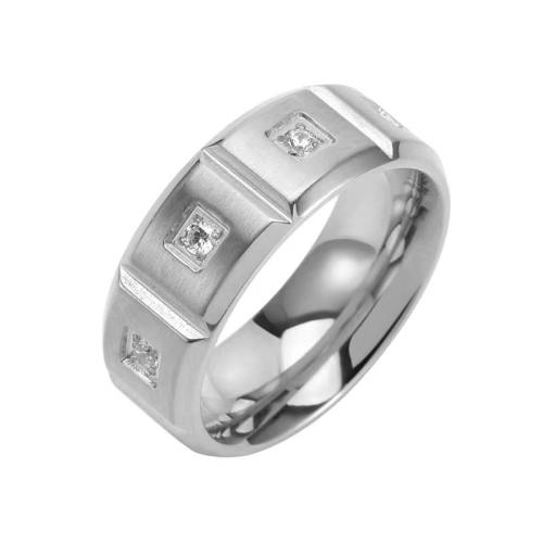 Titanium Steel Finger Ring plated Unisex & with rhinestone US Ring Sold By PC