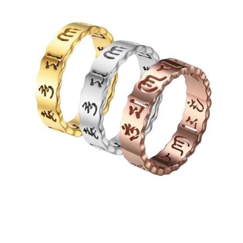 Acier titane bague, Placage, normes différentes pour le choix & pour femme & creux, plus de couleurs à choisir, Taille:5-9, Vendu par PC