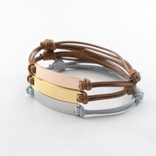 Acier inoxydable 304 bracelet, avec corde de cire, fait à la main, unisexe & réglable, plus de couleurs à choisir, Longueur Environ 6-10 pouce, Vendu par PC