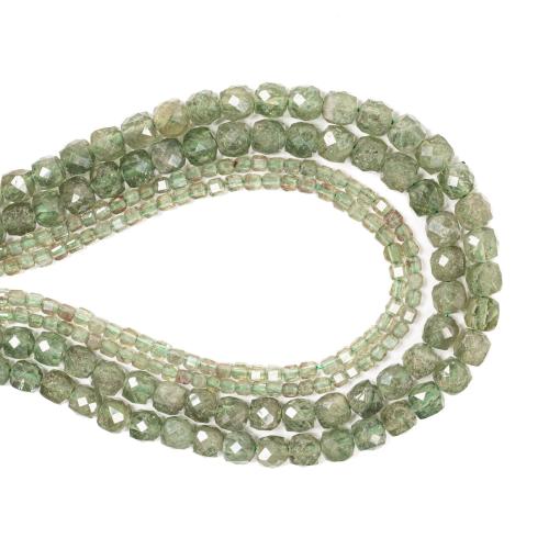 Perles bijoux en pierres gemmes, Apatites, cube, DIY & normes différentes pour le choix & facettes, vert, Vendu par Environ 38 cm brin