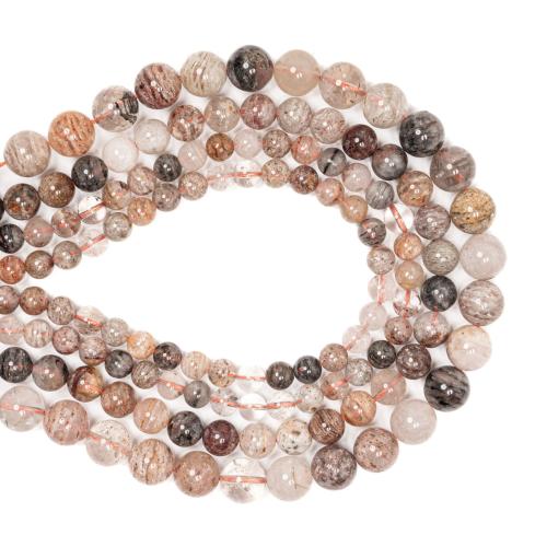 Natural Quartz Jewelry Beads Phantom Quartz Round DIY mixed colors Sold Per Approx 38 cm Strand