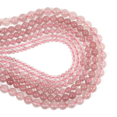 Natural Quartz Jewelry Beads Strawberry Quartz Round DIY pink Sold By Strand