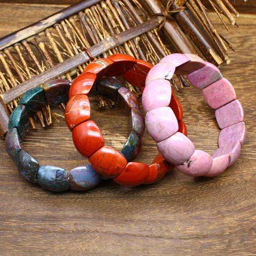 Pierre naturelle bracelet, différents matériaux pour le choix & unisexe, plus de couleurs à choisir, protéger l'environnement, sans nickel, plomb et cadmium, 21x11mm, Longueur 18 cm, Vendu par PC