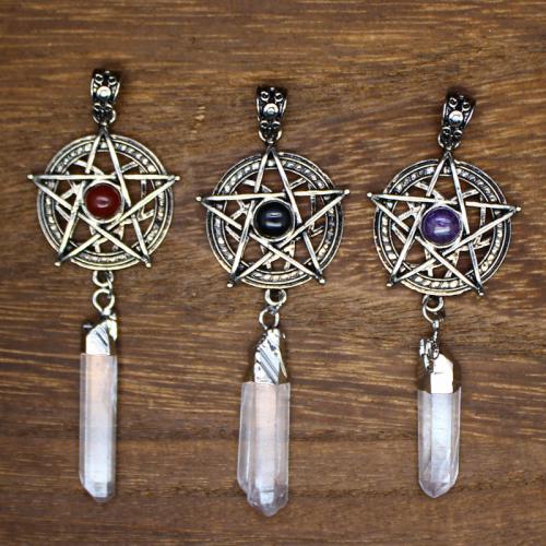 Gemstone Pendants Jewelry Brass with Natural Stone Star plated DIY nickel lead & cadmium free Sold By PC