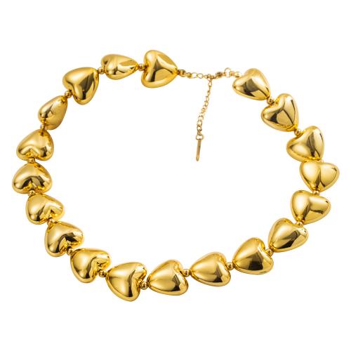 Colar de aço titânio, Partículas de aço, with 5cm extender chain, cromado de cor dourada, joias de moda & Varios pares a sua escolha, dourado, comprimento 37 cm, vendido por PC