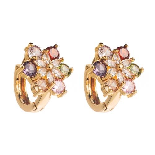 Boucles d'oreilles en laiton zircon cubique pavent, Placage de couleur d'or, bijoux de mode & pavé de micro zircon, plus de couleurs à choisir, protéger l'environnement, sans nickel, plomb et cadmium, Vendu par paire