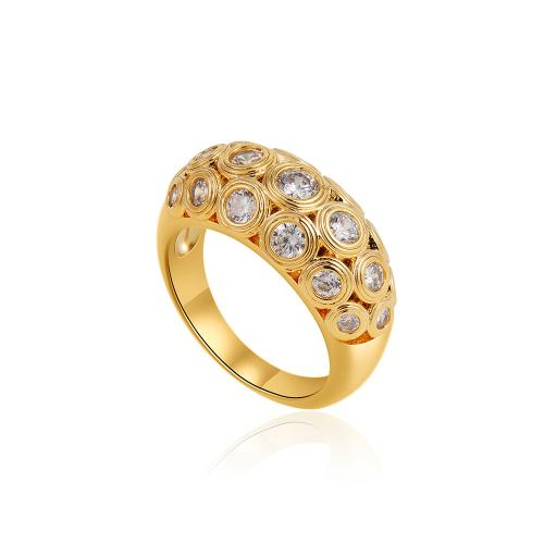 Cúbicos Circonia Micro Pave anillo de latón, metal, 18K chapado en oro, diverso tamaño para la opción & micro arcilla de zirconia cúbica & para mujer, Vendido por UD