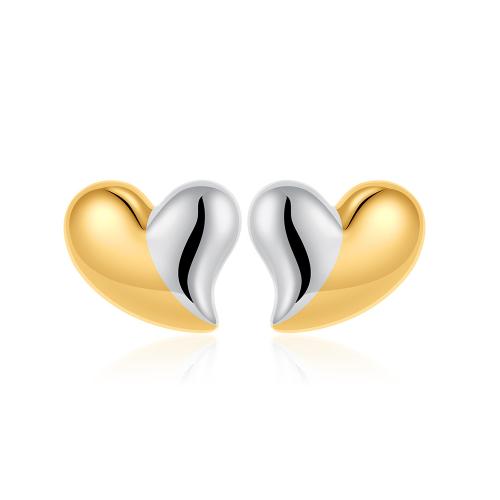 Brass Stud Earring Heart plated fashion jewelry & for woman Sold By Pair