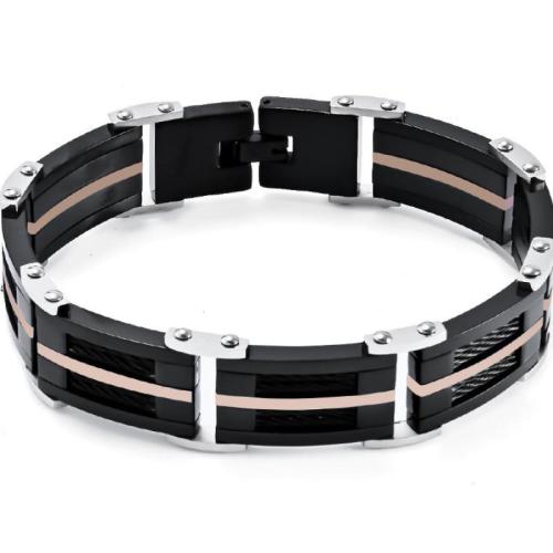 Stainless Steel Jewelry Bracelet 304 Stainless Steel Vacuum Ion Plating for man 220mm Sold By PC