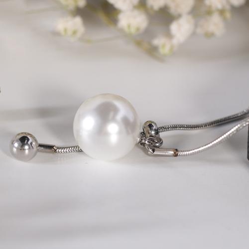 Stainless Steel Jewelry Necklace 304 Stainless Steel with Plastic Pearl Vacuum Ion Plating for woman Length 21-50 cm Sold By PC