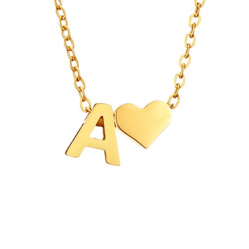 304 Stainless Steel Necklace Alphabet Letter plated & for woman Length Approx 17.7 Inch Sold By PC