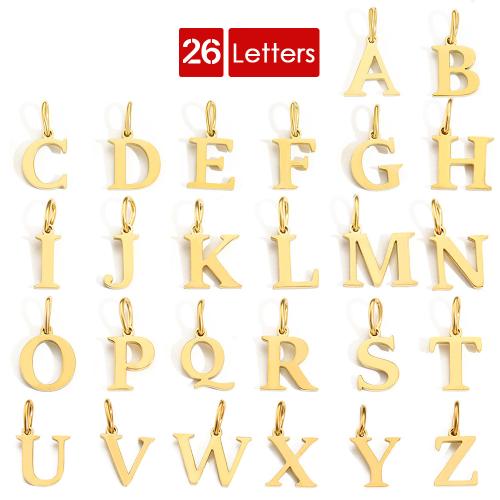 Stainless Steel Letter Pendants 304 Stainless Steel Alphabet Letter plated DIY Sold By PC