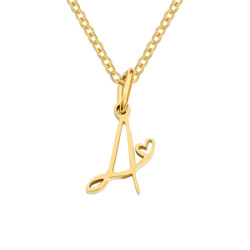 304 Stainless Steel Necklace with 3.15inch extender chain Alphabet Letter plated oval chain & for woman Length Approx 16.5 Inch Sold By PC