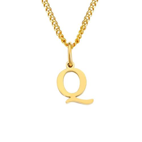 304 Stainless Steel Necklace with 2inch extender chain Alphabet Letter plated & for woman Length Approx 15 Inch Sold By PC