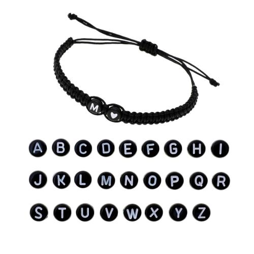 Acrílico Pulsera, con cordón poliéster, Carta del alfabeto, unisexo & trenzado & diferentes estilos para la opción, longitud aproximado 6.3-11.8 Inch, Vendido por UD