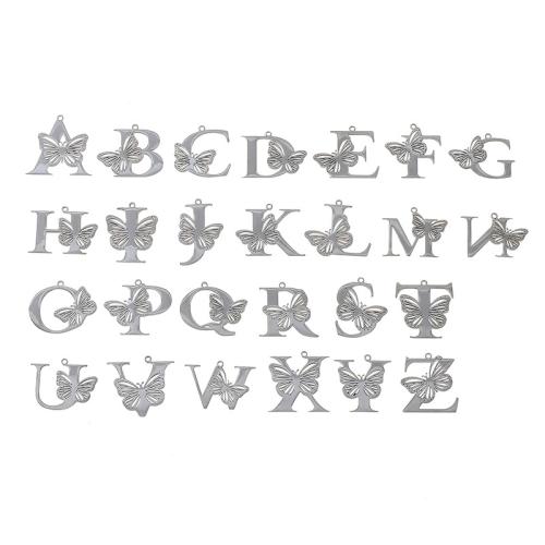 Stainless Steel Letter Pendants 304 Stainless Steel Alphabet Letter DIY & hollow Sold By PC