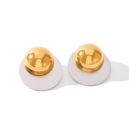 Stainless Steel Stud Earrings 304 Stainless Steel gold color plated fashion jewelry golden Sold By Pair