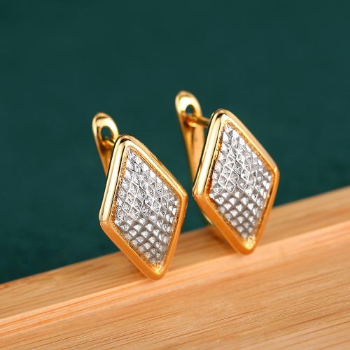 Brass Drop Earring Rhombus plated fashion jewelry & for woman & two tone Sold By Pair