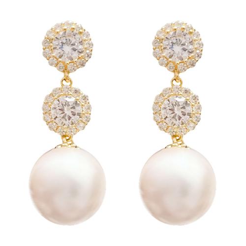 Ciúbach Zirconia Micrimhilseogra réiteodh Earring Prás, le Pearl Plaisteacha, plátáilte, jewelry faisin & micrea réiteach zirconia ciúbach & do bhean, Díolta De réir Péire