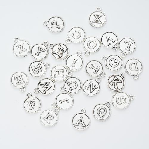 Zinc Alloy Alphabet and number Pendants plated letters are from A to Z & DIY Sold By Bag