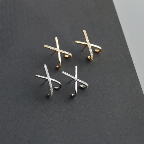 Boucles d'oreilles en laiton zircon cubique pavent, Placage, pavé de micro zircon & pour femme, plus de couleurs à choisir, Vendu par paire