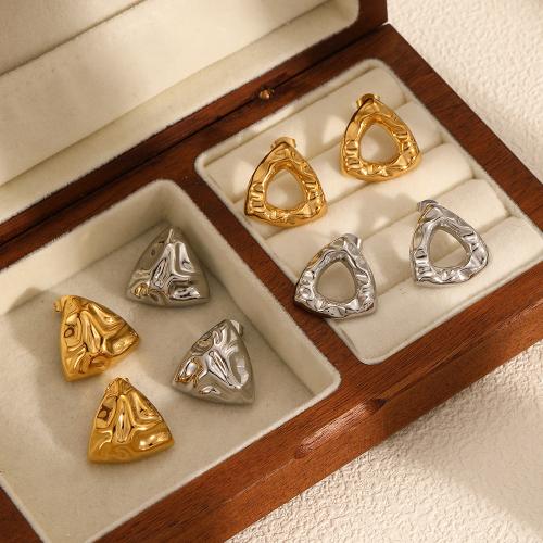 Stainless Steel Stud Earrings 304 Stainless Steel Triangle plated & for woman Sold By Pair