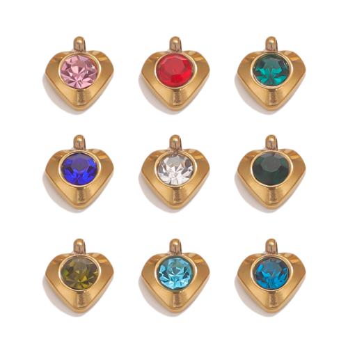 Crystal Pendants 304 Stainless Steel with Crystal 18K gold plated DIY Sold By Bag