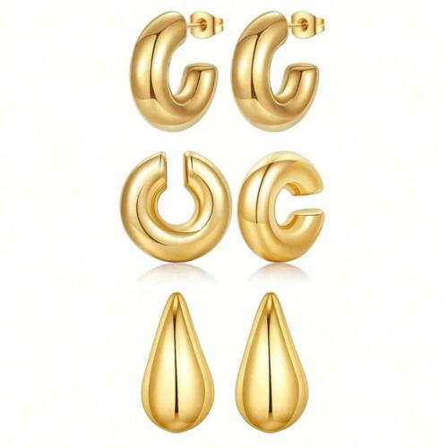 Pendientes de Acero Inoxidable, acero inoxidable 304, chapado, Joyería & diferentes estilos para la opción & para mujer, dorado, Vendido por Par