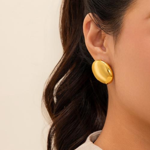 Stainless Steel Stud Earrings 304 Stainless Steel Vacuum Ion Plating for woman Sold By Pair