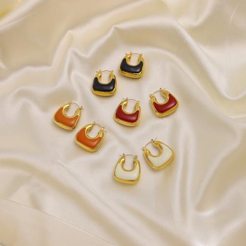 Stainless Steel Lever Back Earring 304 Stainless Steel Vacuum Ion Plating for woman & enamel Sold By PC