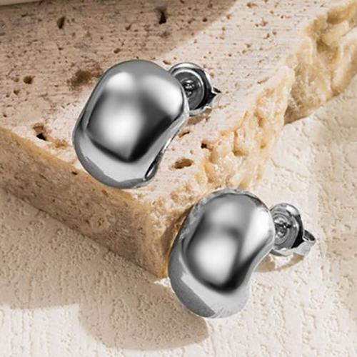 Stainless Steel Stud Earrings 304 Stainless Steel Vacuum Ion Plating for woman Sold By Pair