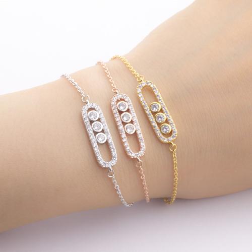 Stainless Steel Jewelry Bracelet 304 Stainless Steel Vacuum Ion Plating for woman & with rhinestone Sold By PC