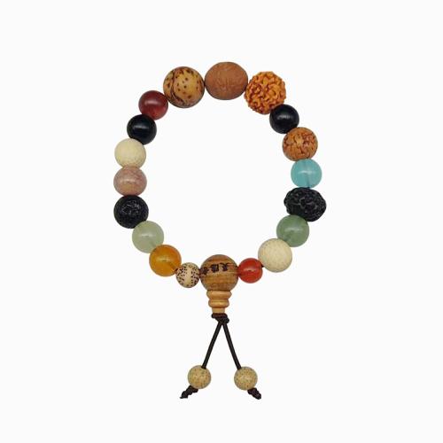 Eighteen Bodhi Bracelet with Gemstone Carved folk style & Unisex Length Approx 6-8 Inch Sold By PC